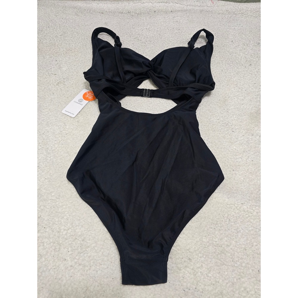 Charmo Womens Black Cutout One Piece Swimsuit Monokini UPF 50+ Size Medium NEW - Picture 4 of 6